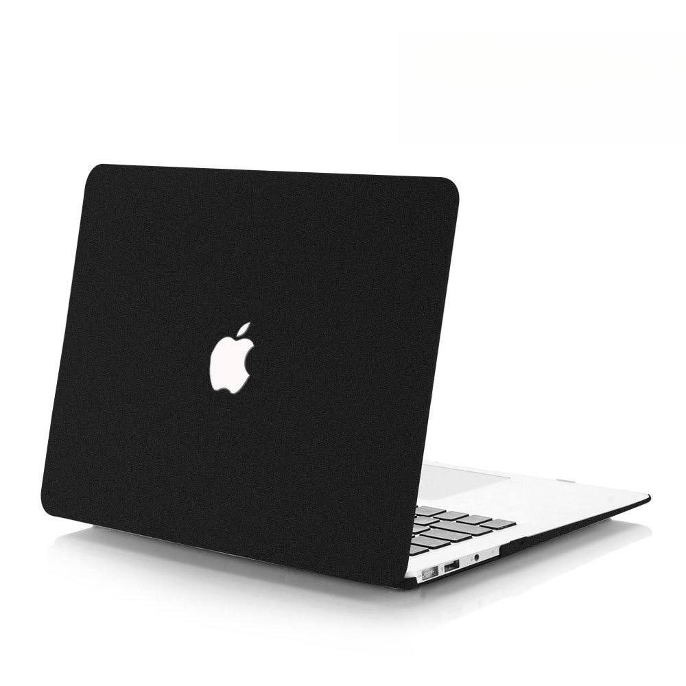Carcasa Hard Shell pentru MacBook Air 13 (2022/2023/2024/2025) Seria M (M2 M3 M4) modele A2681 A3113 A3240 husa protectie cu efect de nisip fin design ultra subtire, Negru