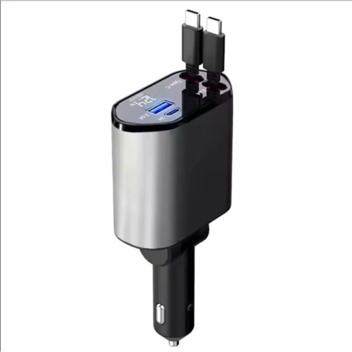 USB és USB-a autós töltő, digitális kijelző, gyorstöltés, 3 port, 12V/24V kompatibilis