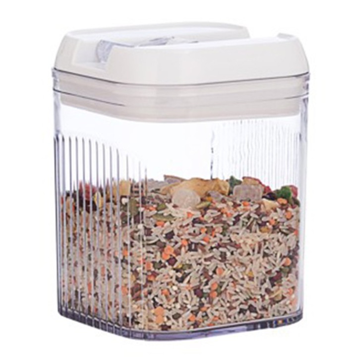 Кутия за съхранение на храна Flippy, PET ABS силикон, 12,5 x 12,5 x 16,5 cm, 461 g, Прозрачен/Бял, 1,3 L