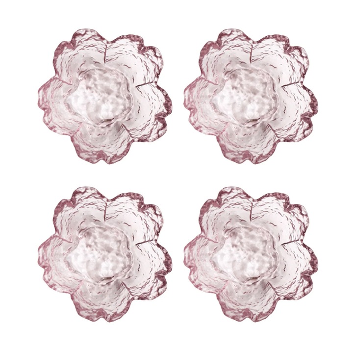 Set 4 boluri sticla, design floare, transparent, 0x0x0cm