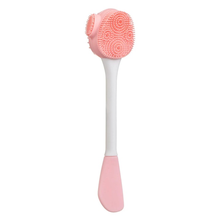 Четка за почистване на лице със силиконова шпатула Pink White for Mask 16см