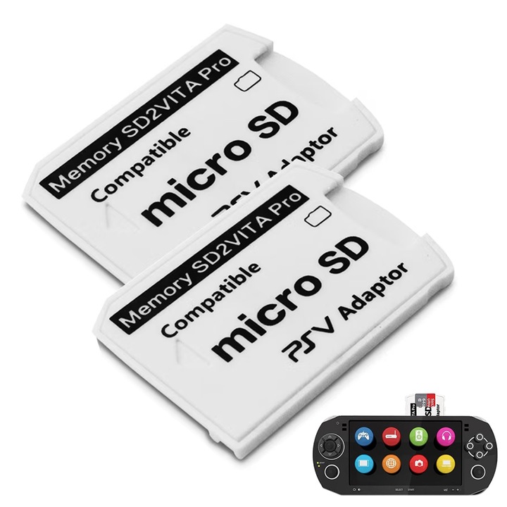 Комплект от 2 microSD адаптера за PS Vita 1000/2000, версия 6.0, бял