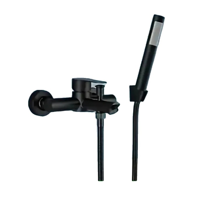 Термостатичен смесител за баня, модерен дизайн, матово черно, стенен монтаж