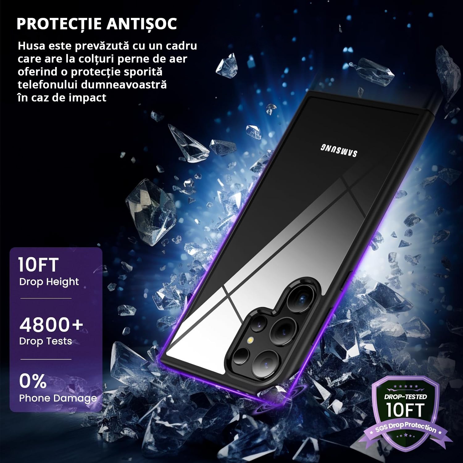 Husa pentru Samsung Galaxy S25 ULTRA, carcasa spate Hybrid ultra slim, Antisoc, hardcase, Negru
