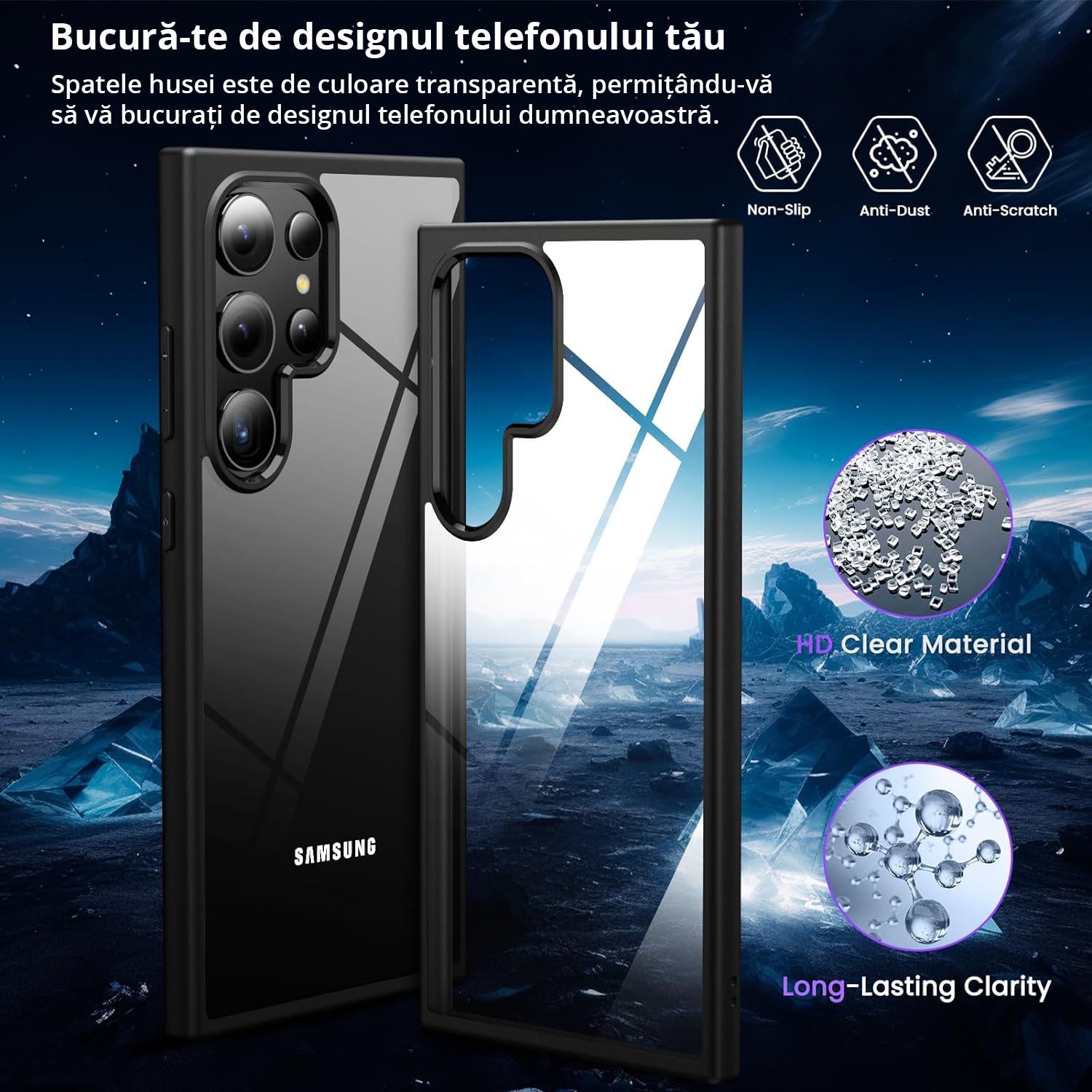 Husa pentru Samsung Galaxy S25 ULTRA, carcasa spate Hybrid ultra slim, Antisoc, hardcase, Negru