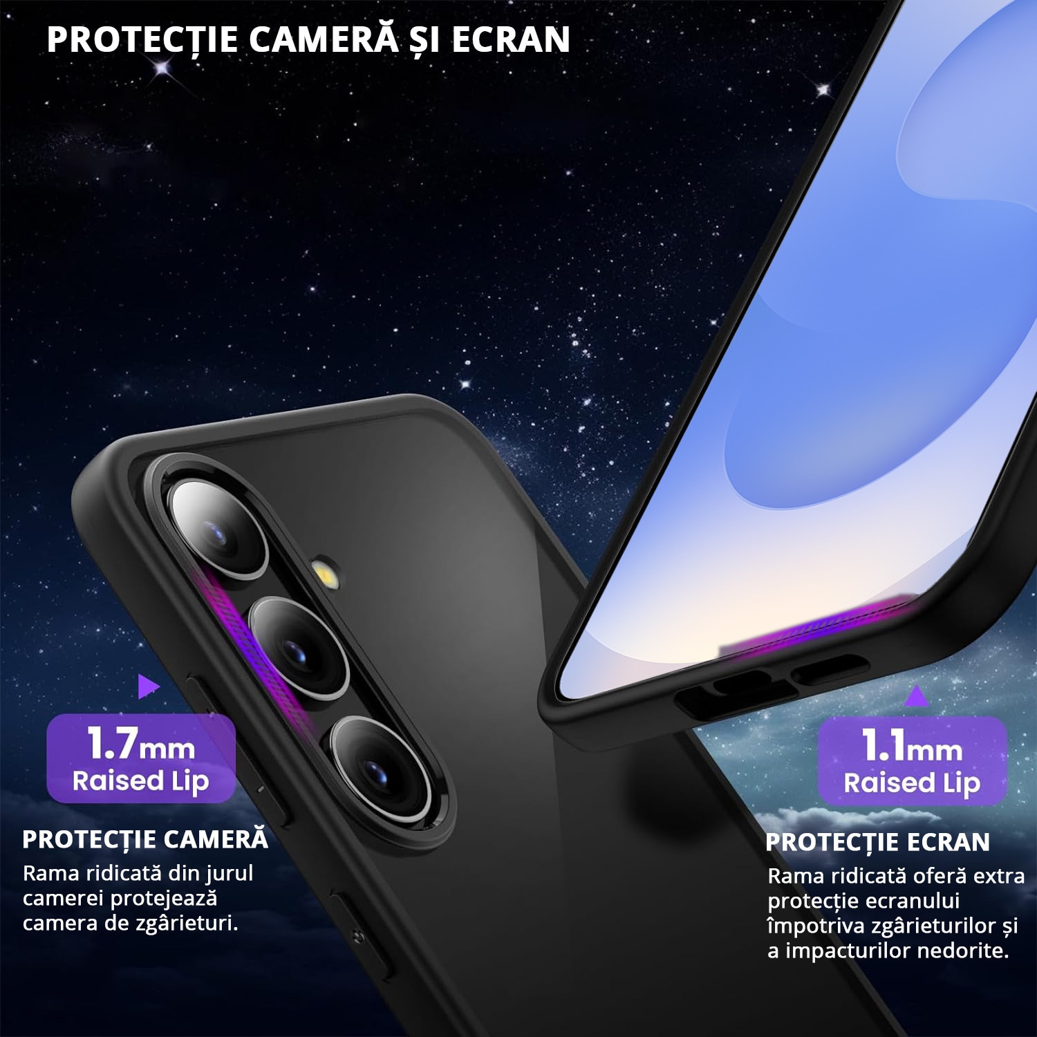 Husa pentru Samsung Galaxy S25 PLUS, carcasa spate Hybrid ultra slim, Antisoc, hardcase, Negru