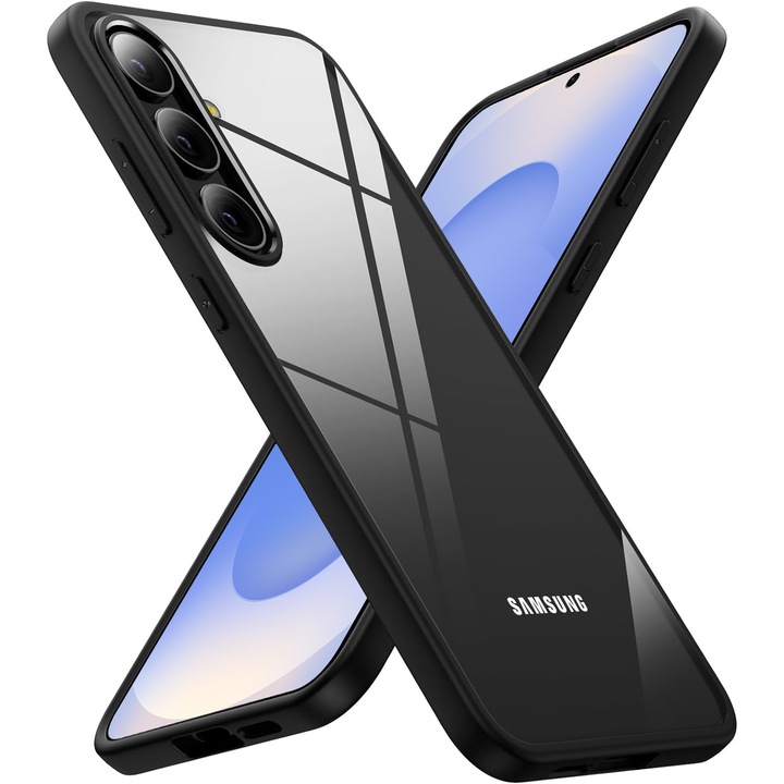 Калъф за Samsung Galaxy S25, Хибриден ултра тънък заден капак, Удароустойчив, твърд калъф, Черен