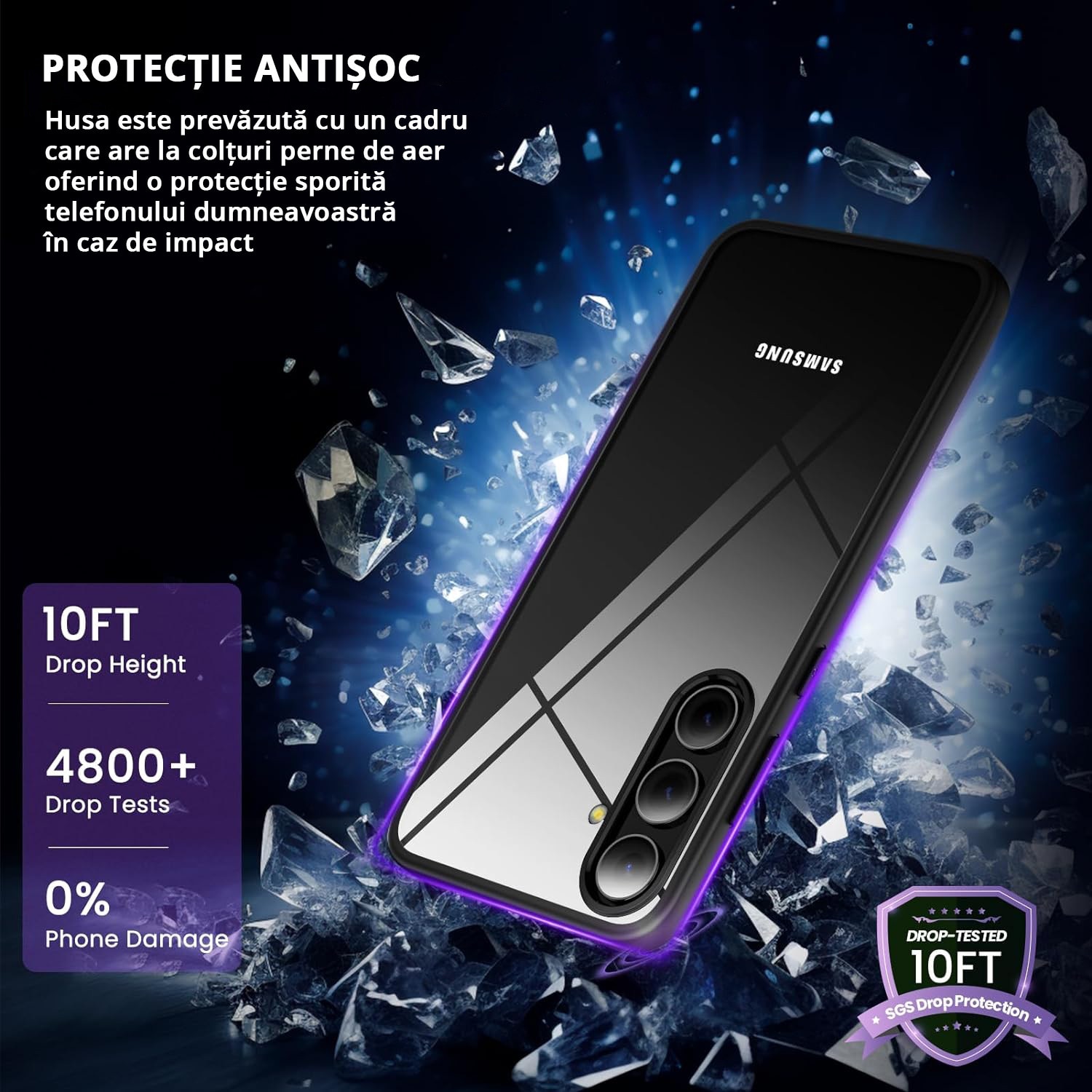 Husa pentru Samsung Galaxy S25 PLUS, carcasa spate Hybrid ultra slim, Antisoc, hardcase, Negru
