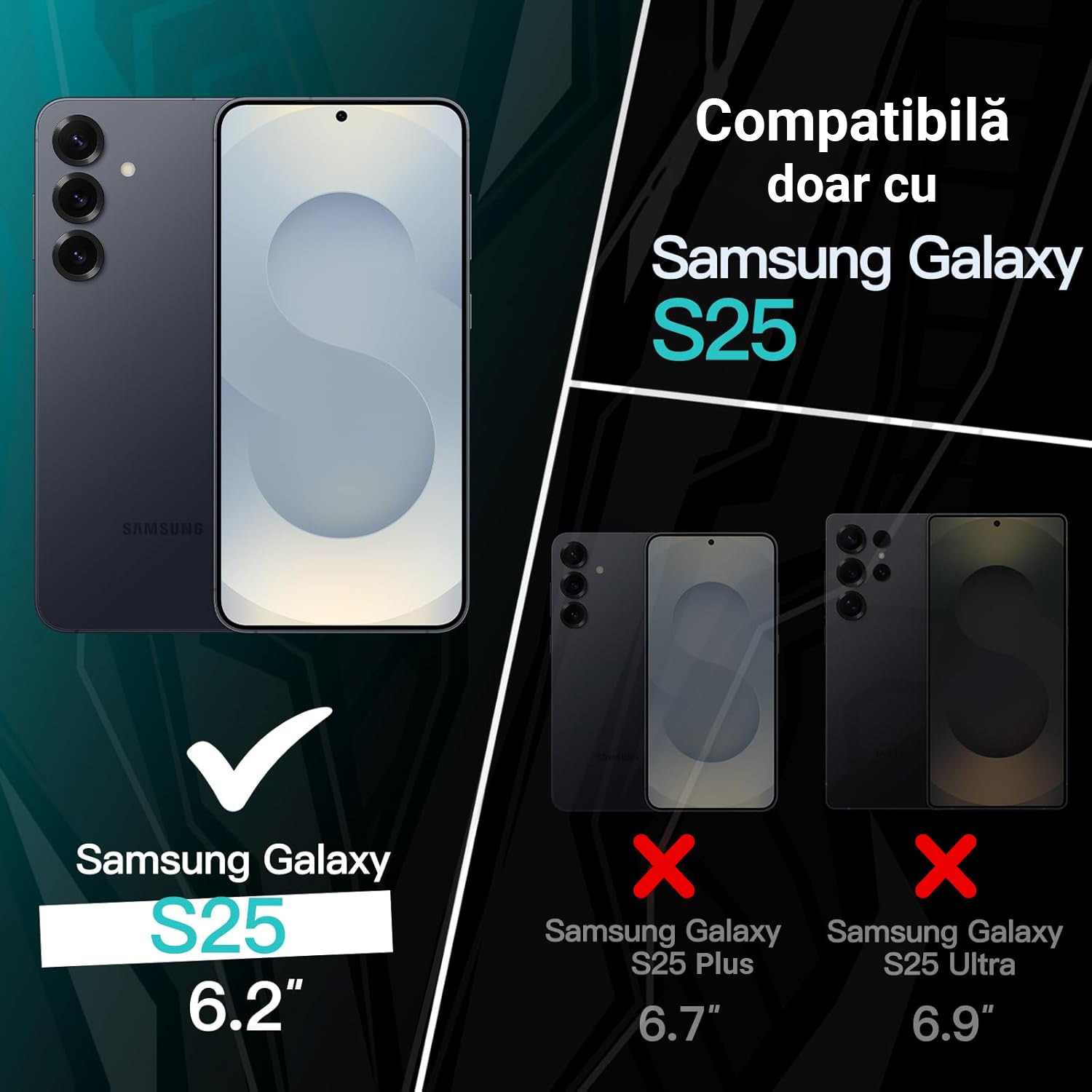 Husa pentru Samsung Galaxy S25, carcasa spate Hybrid ultra slim, Antisoc, hardcase, Negru