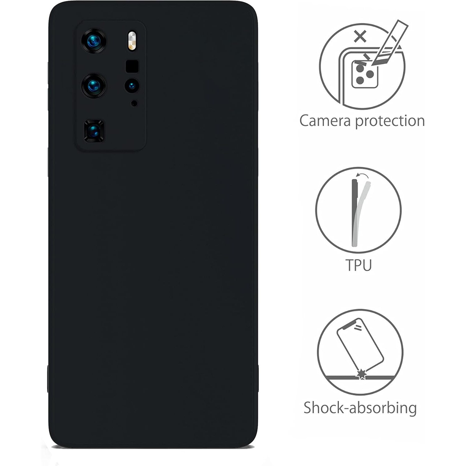 Husa compatibila cu Huawei P40 Pro, Tehnologie MagSafe, protectie camera, All Black