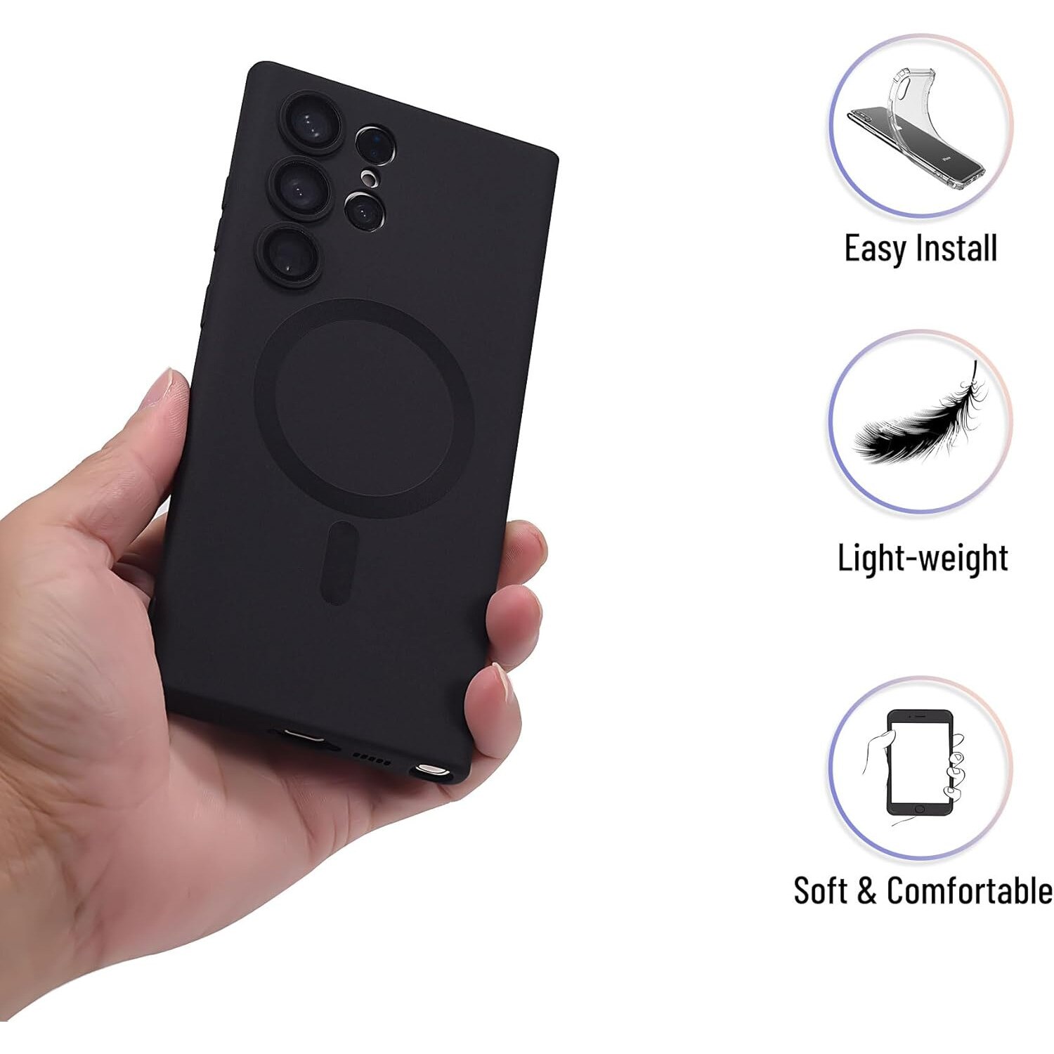 Husa compatibila cu Huawei P40 Pro, Tehnologie MagSafe, protectie camera, All Black
