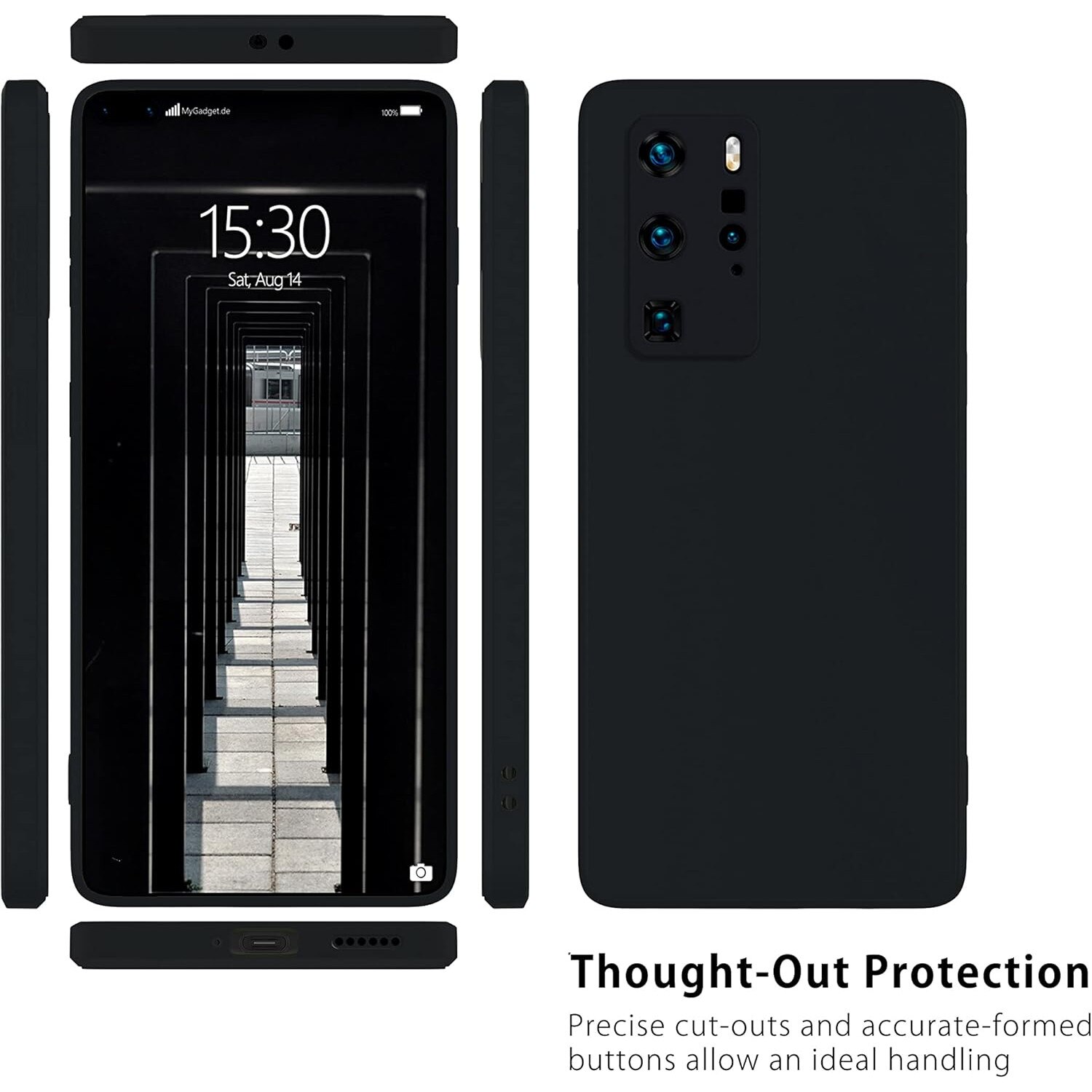 Husa compatibila cu Huawei P40 Pro, Tehnologie MagSafe, protectie camera, All Black
