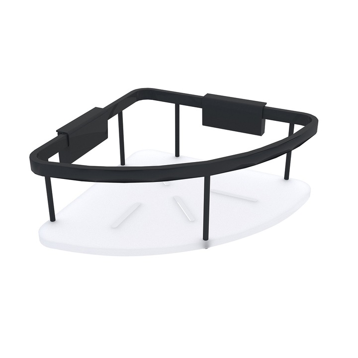 Fürdőszobai saroktámasz, NIMCO, matt fekete akril, 8 mm, 3 kg, 90x90 cm