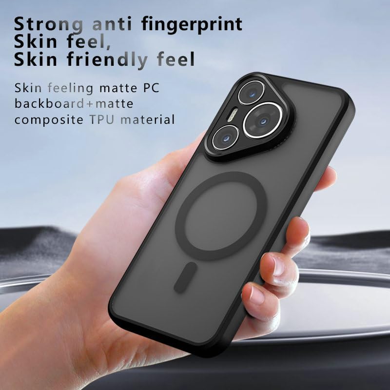 Husa compatibila cu Huawei P70 Pro, Tehnologie MagSafe, cu protectie de camera, Negru