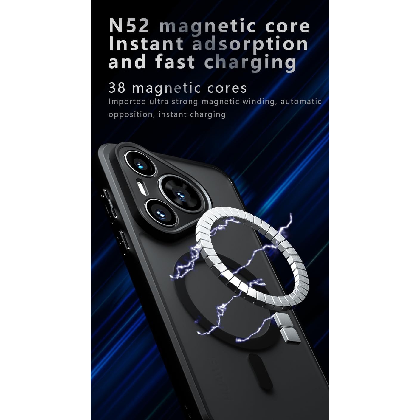 Husa compatibila cu Huawei P70 Pro, Tehnologie MagSafe, cu protectie de camera, Negru