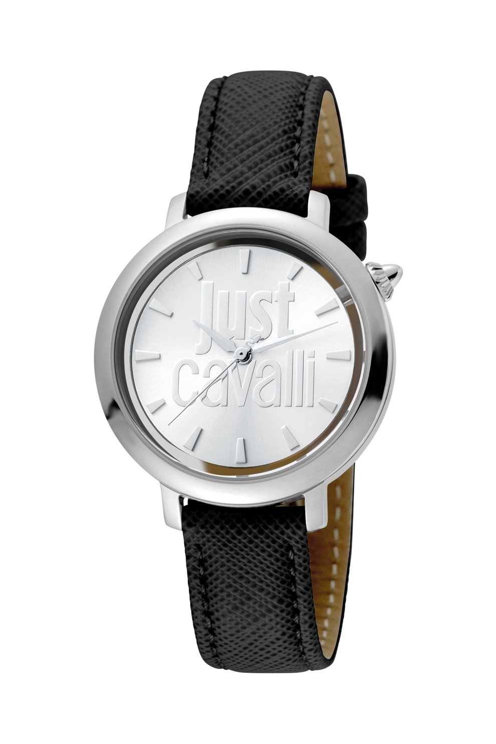 JUST CAVALLI, Ceas cu o curea de piele, Negru