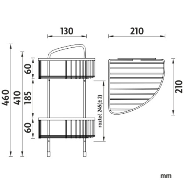 Nimco Wire sarokpolc, kétszintes