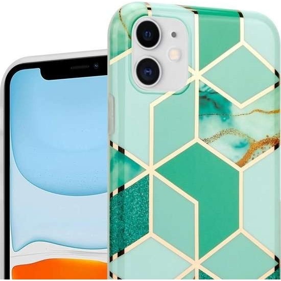Husa protectie pentru Samsung S20 Soft IMD TPU Marble Geometric Verde