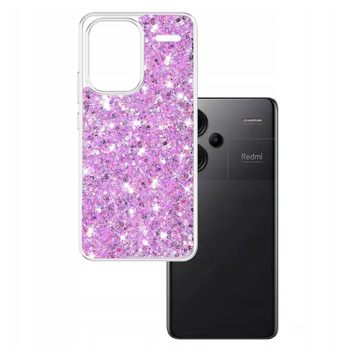 Husa cu sclipici pentru Xiaomi Redmi Note 13 Pro+ 5G, Sparkly Glitter, Magenta