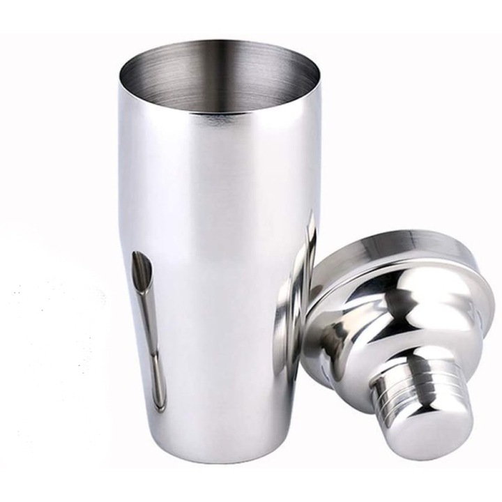 Shaker profesional, Enforose, inox, 750ml, design compact, rezistent la masina de spalat, argintiu