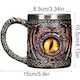 Cana din otel inoxidabil cu design dragon, Cupa cu pereti dubli Design Gotic Dragon Eye Cadou creativ Stee inoxidabil de inalta calitate, Cupa Pterozaur, ceasca de cafea Dragon, 15x10.5cm, set cadou, multicolor