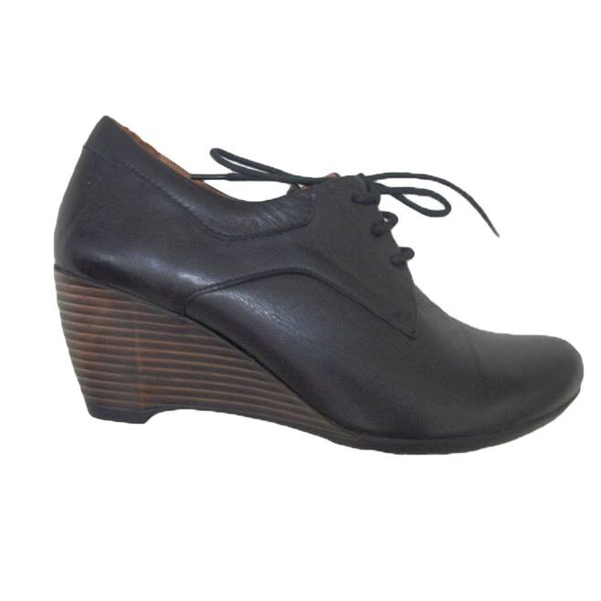 Pantofi din piele cu platforma, D&J Exclusive,Negru, Negru