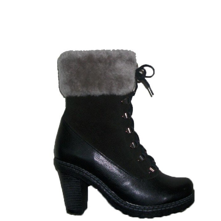 Botine cazual cu blana,D&J Exclusive, Negru