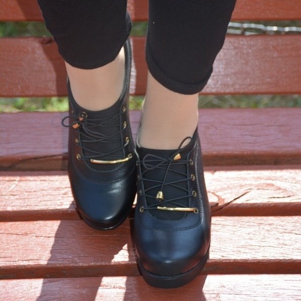 Pantofi de toamna cu inserti de elastic, D&J Exclusive, Negru