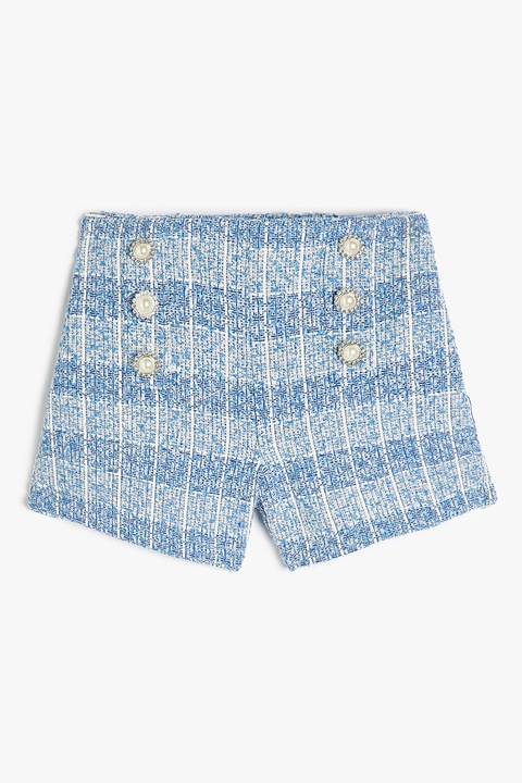 KOTON, Pantaloni scurti cu nasturi decorativi, Albastru pastel/Alb murdar