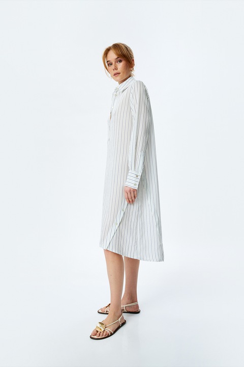 KOTON, Rochie-camasa lejera, Alb, Bleumarin, 38