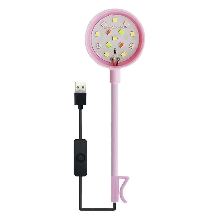 Lampa LED pentru acvariu, iluminare colorata, 18x4x1cm, alb/negru/roz/albastru/verde, set 1 buc.
