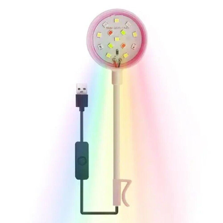 Lampa LED pentru acvariu, iluminare colorata, 18x4x1cm, alb/negru/roz/albastru/verde, set 1 buc.