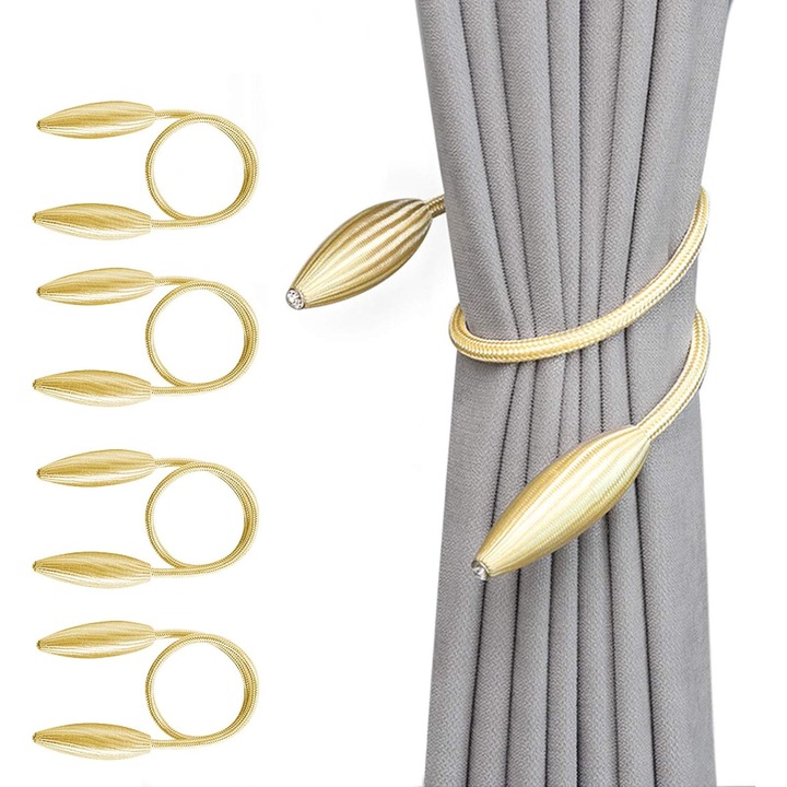 Accesorii perdele Enforose, set 6 buc, suporturi pentru perdele cu flexibilitate din metal cu memorie, design modern, multicolor
