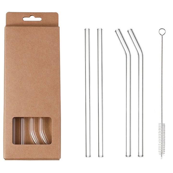 Set paie din sticla ZYBLSSBB, transparente, 20x0.8cm, 15x4.5cm, cu perie de curatare
