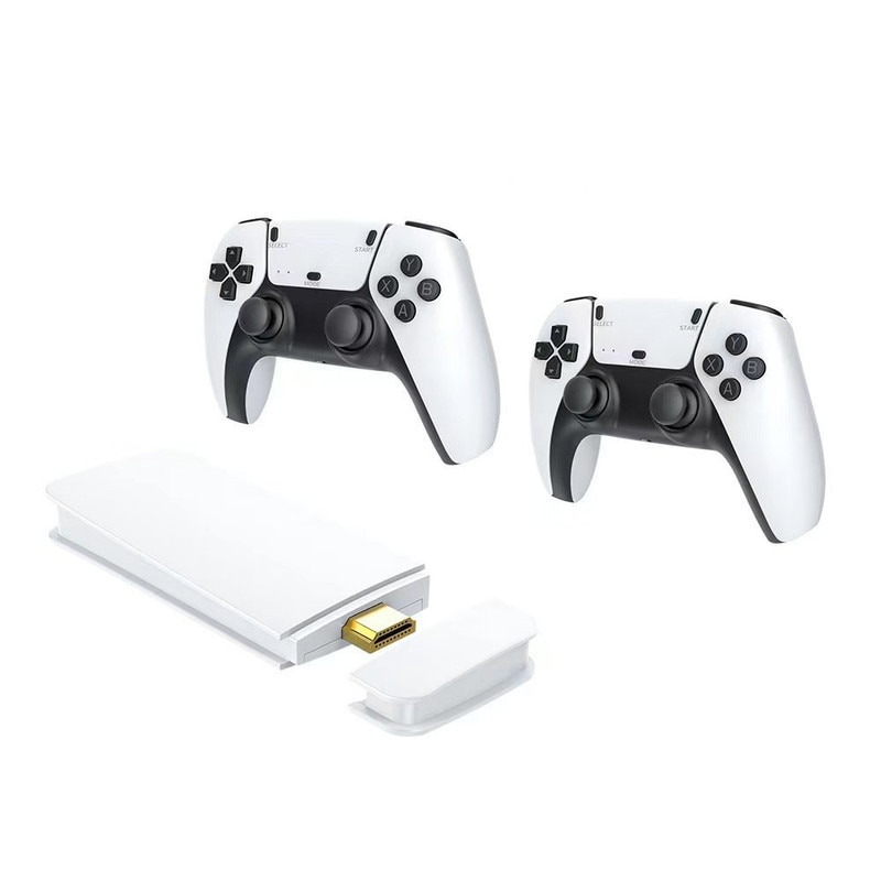 Consola retro portabila, JESWO, stick de gaming wireless, 16GB, iesire 4K HDMI, alb/negru, set cu 2 gamepad-uri