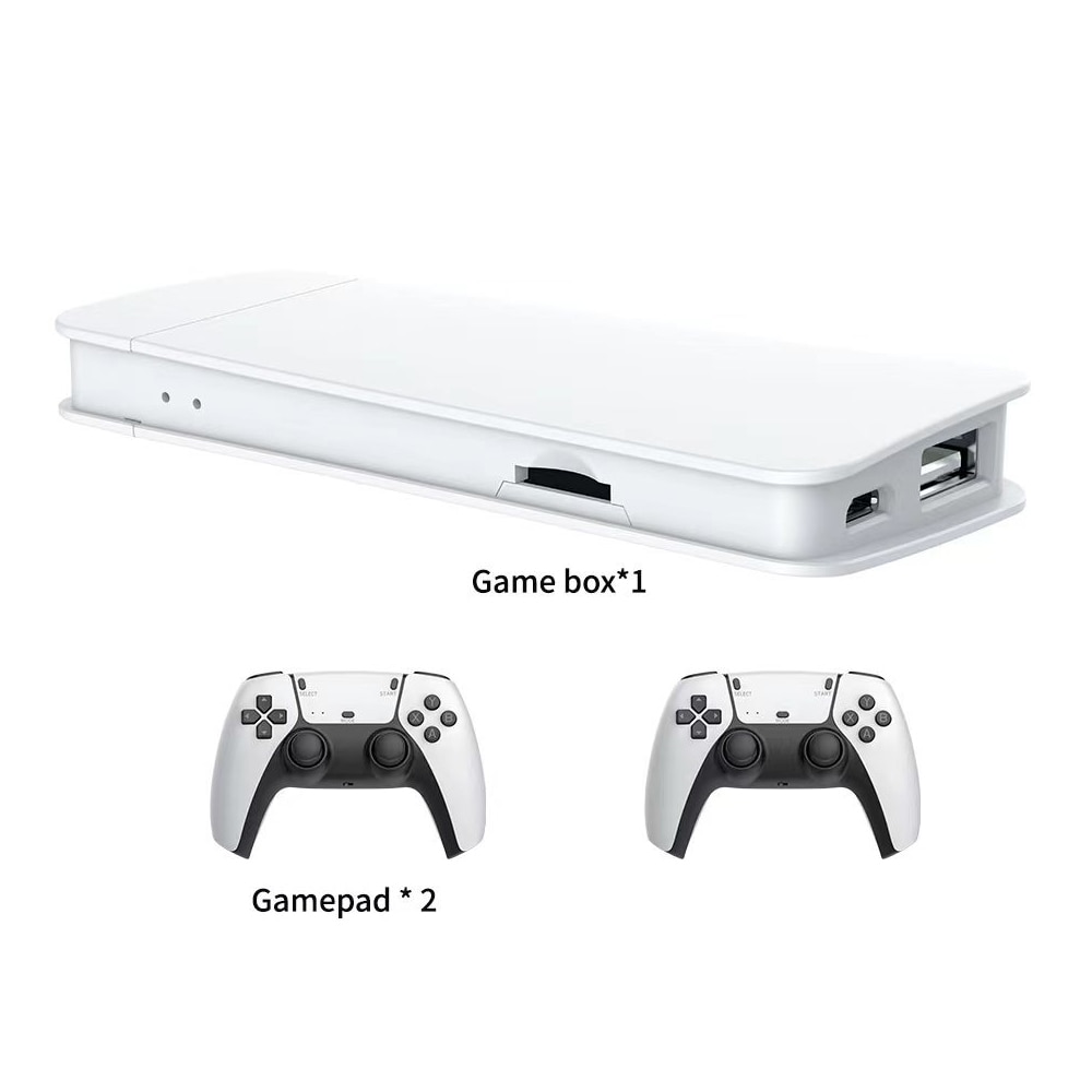 Consola retro portabila, JESWO, stick de gaming wireless, 16GB, iesire 4K HDMI, alb/negru, set cu 2 gamepad-uri