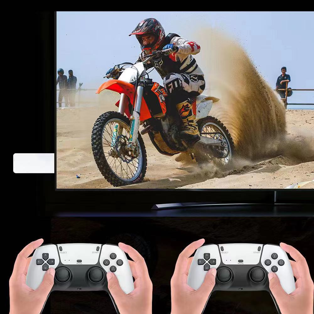 Consola retro portabila, JESWO, stick de gaming wireless, 16GB, iesire 4K HDMI, alb/negru, set cu 2 gamepad-uri