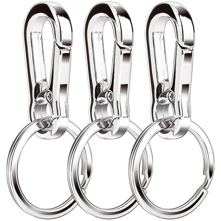 Brelocuri Enforose, set 3PCS, din otel inoxidabil, cu lanyard din paracord, argintiu, compact