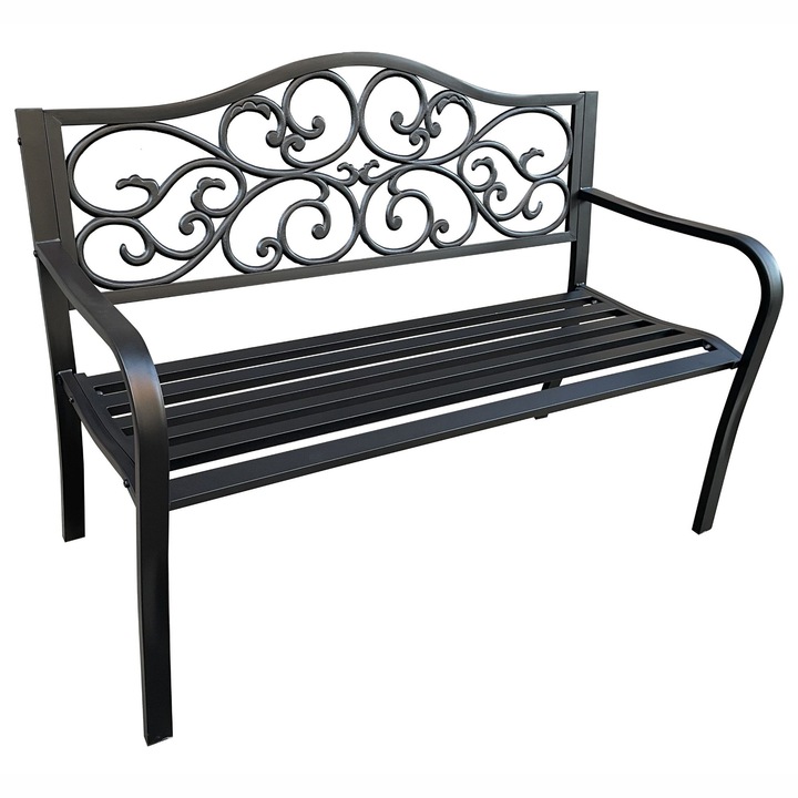 Градинска пейка Ирга, Akord Furniture Factory, Стомана/Желязо, 127 см, Черна