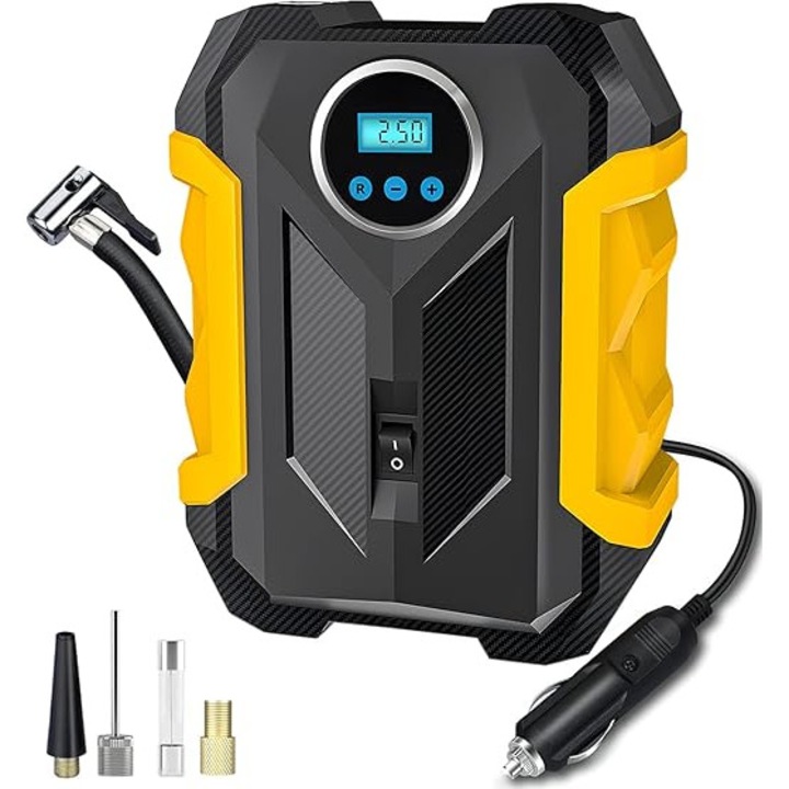 Compresor aer auto HERUSI digital LED 3m cablu multifunctional