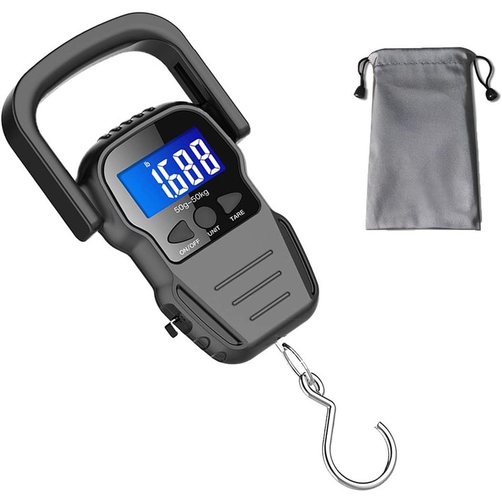 Преносим кантар за багаж Enforose, осветен LCD дисплей, сензор от алуминиева сплав, акумулаторна батерия, компактен