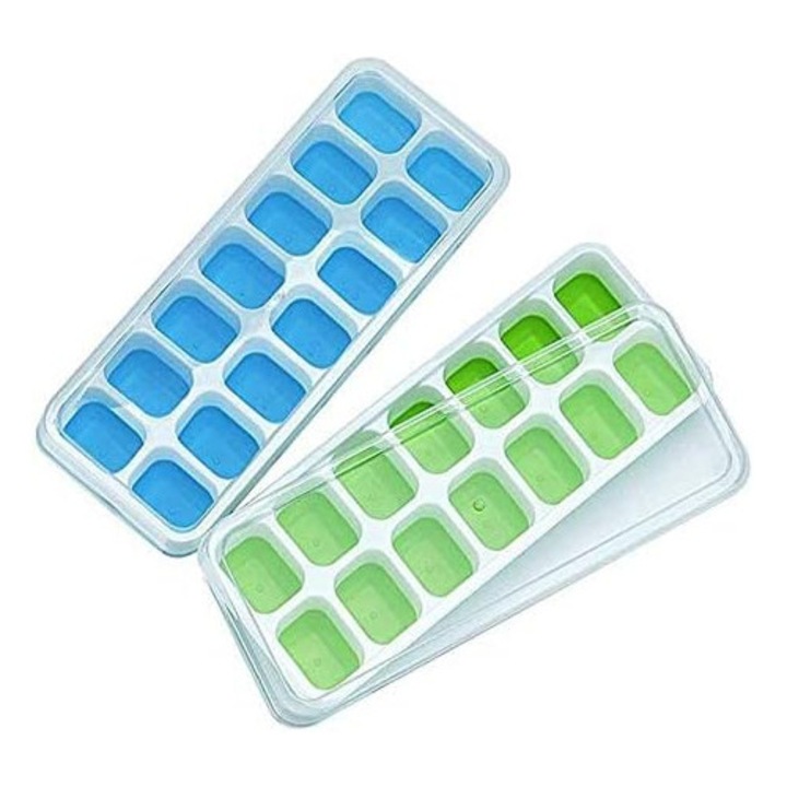 Rugalmas szilikon jégkocka formakészlet, Enforose, levehető fedél, tartós, BPA-mentes, többszínű