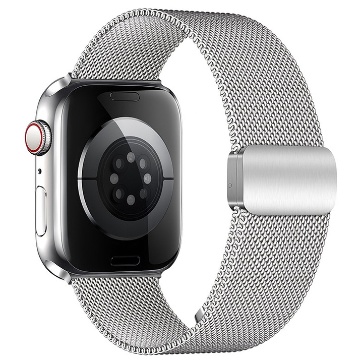 Hoco WA26 42/44/45/49mm-es óraszíj, Apple Watch 1/2/3/4/5/6/7/8/9/SE/SE2/Ultra/Ultra2, rozsdamentes acél, ezüst