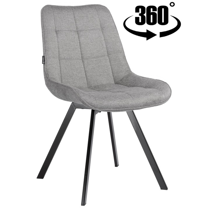 Scaun rotativ, ExitoDesign, gri/negru, 49x62x83 cm, metal