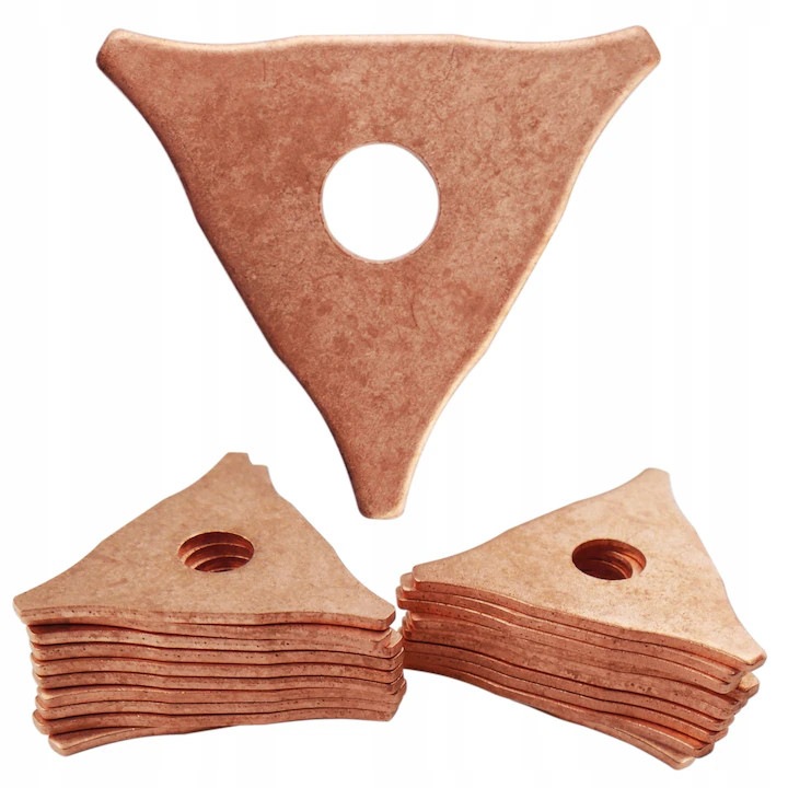 Triunghiuri spotter pentru incalzire, Spotter, 20 bucati, Cupru, Grosime 2.0 mm, Latimea laturii 50 mm, Diametrul orificiului 10, 3 mm, Lungimea totala 43, 5 mm