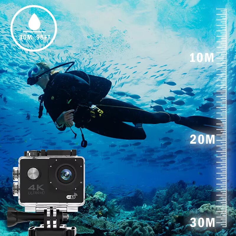 Camera video Action Camera 4K, Ultra HD, Rezistenta la apa 30 m, WiFi ...