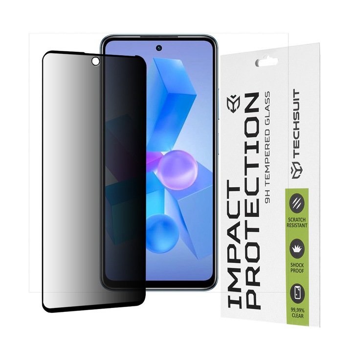 Стъклен протектор за Tecno Spark 20 Pro - Smartphosis Privacy - Черен