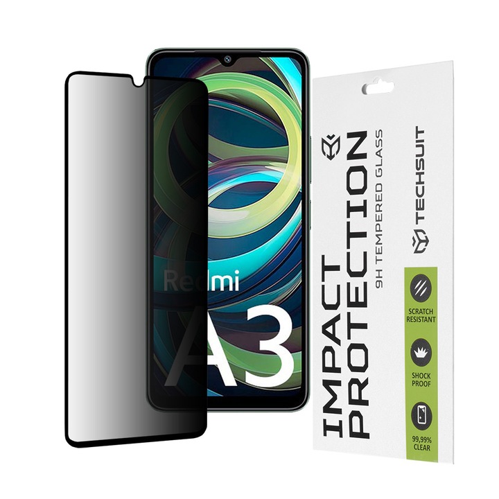Стъклен протектор за Xiaomi Redmi A3 - Smartphosis Privacy - Черен