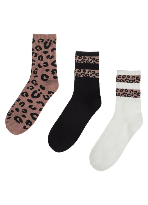 Sosete Low Cut Albe Bej Negre Tigre pentru Femei - 3 perechidwqfwqdwqf, Multicolor