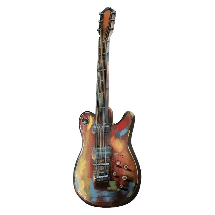 Dekoráció Függő gitár fém tarka 28x2x83 cm
